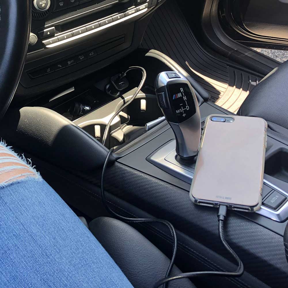 Genuine Leather Car Charger - Cork & LeafGray