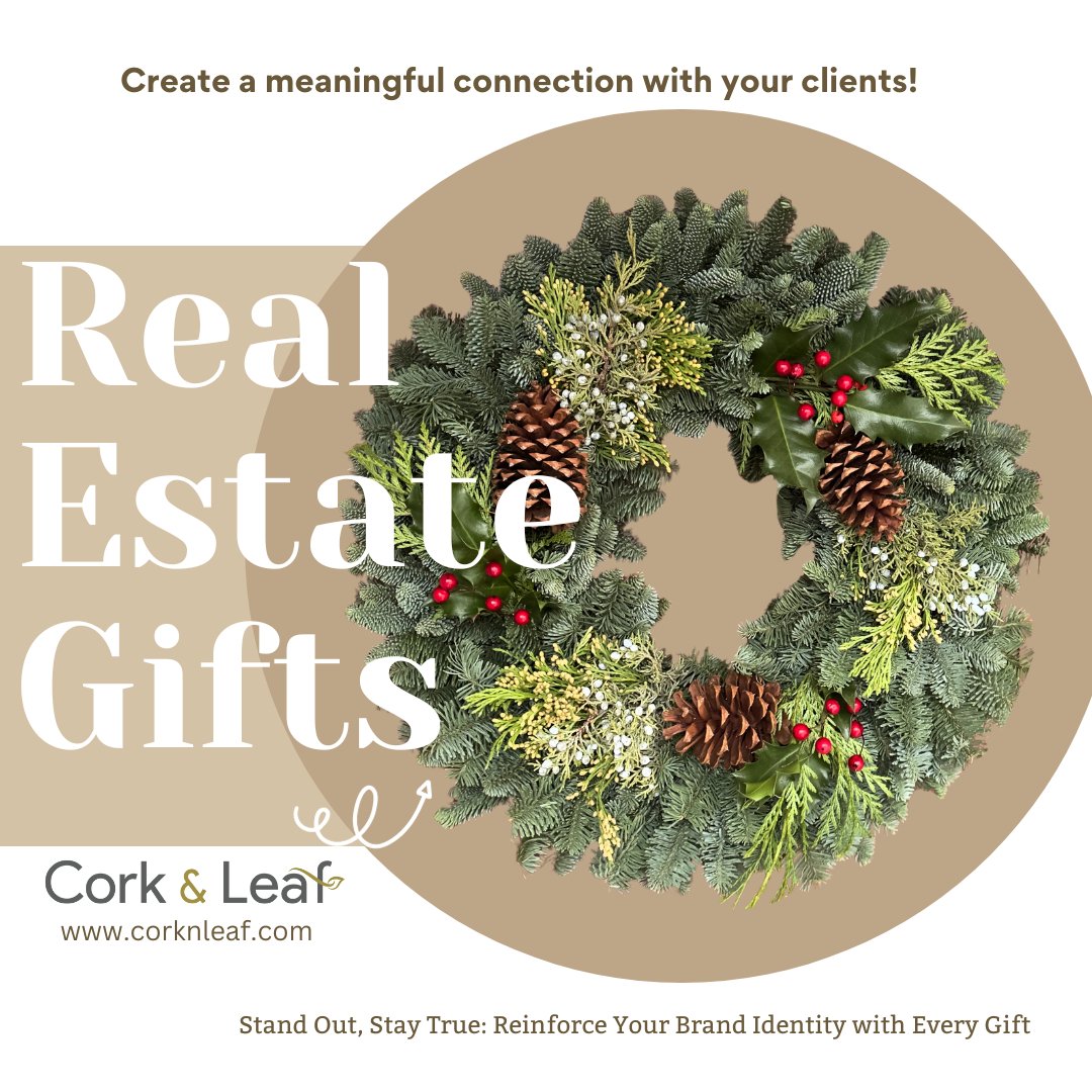 Cork & Leaf Holiday Joy: Unwrap the Magic of Live Christmas Wreaths for Your Real Estate Clients