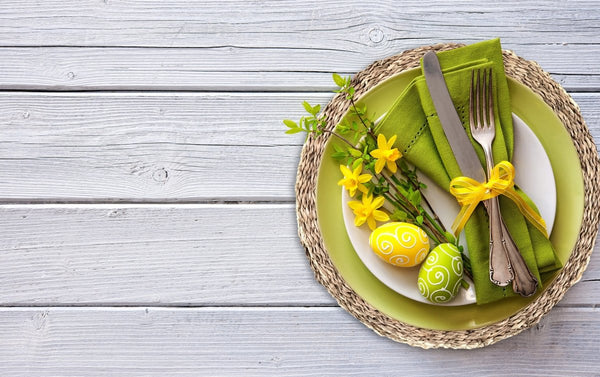 Easter Table Decor with Unique Charger Plates