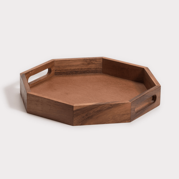 Acacia Wood Octagon Serving Tray – Rustic Wooden Tray for Coffee Table, Kitchen or Home Decor - Cork & LeafServing TrayMedium - 13"