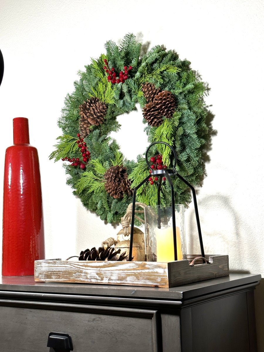 Berry Merry 24-inch handcrafted evergreen wreath from Oregon