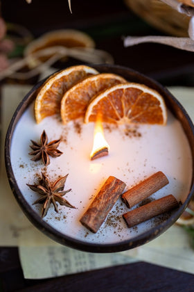 Coconut Candle Bowl – Custom Scented Fall Candle, Holiday Home Decor Gift - Cork & LeafBowlPumpkin Pecan Waffle