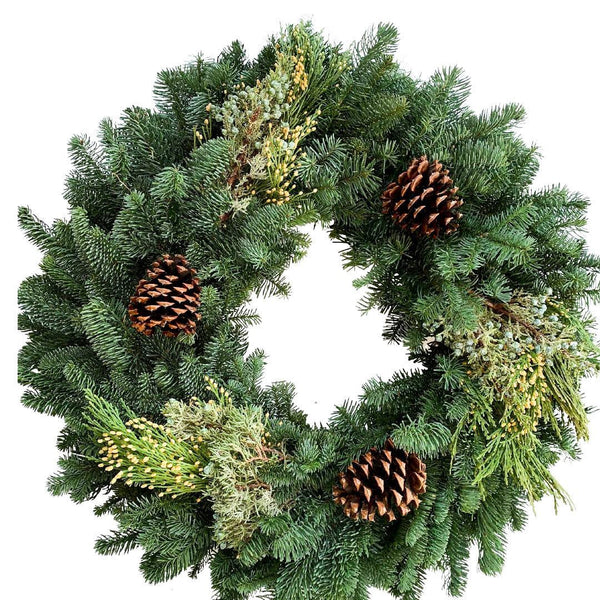 Door + Table Holiday Set – Fresh Wreath & Evergreen Centerpiece - Cork & LeafHoliday BundleTraditional 20"