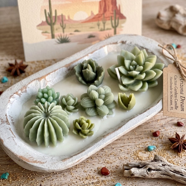 Dough Bowl Candle | Soy Wax Bowl Candle | Cactus Candle - Cork & LeafcandlesBlooming Garden