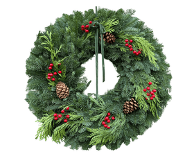 Jolly Berry Fest Christmas Wreath – Fresh Noble Fir & Cedar with Pinecones and Red Berries | 22" or 24" Evergreen Holiday Door Wreath - Cork & Leafchristmas wreaths24 inch