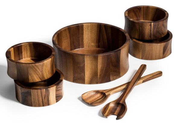 Large Salad Bowl with Servers and 4 Individuals - 328B7 - Cork & LeafSalad Bowl