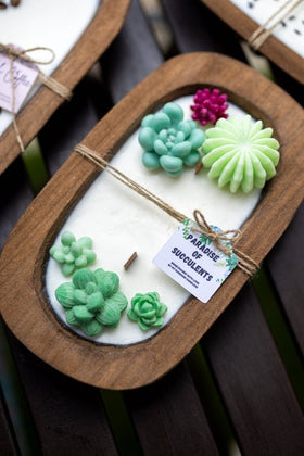 Large Succulent Dough Bowl Candle - Rustic Farmhouse Decor & Wood Wick Soy Candle - Cork & LeafOnly Bowl no succule