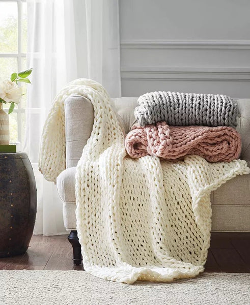 Madison Park Chunky-Knit Handmade Throw, 50 x 60 - Cork & LeafNew with tags50 x 60/Beige