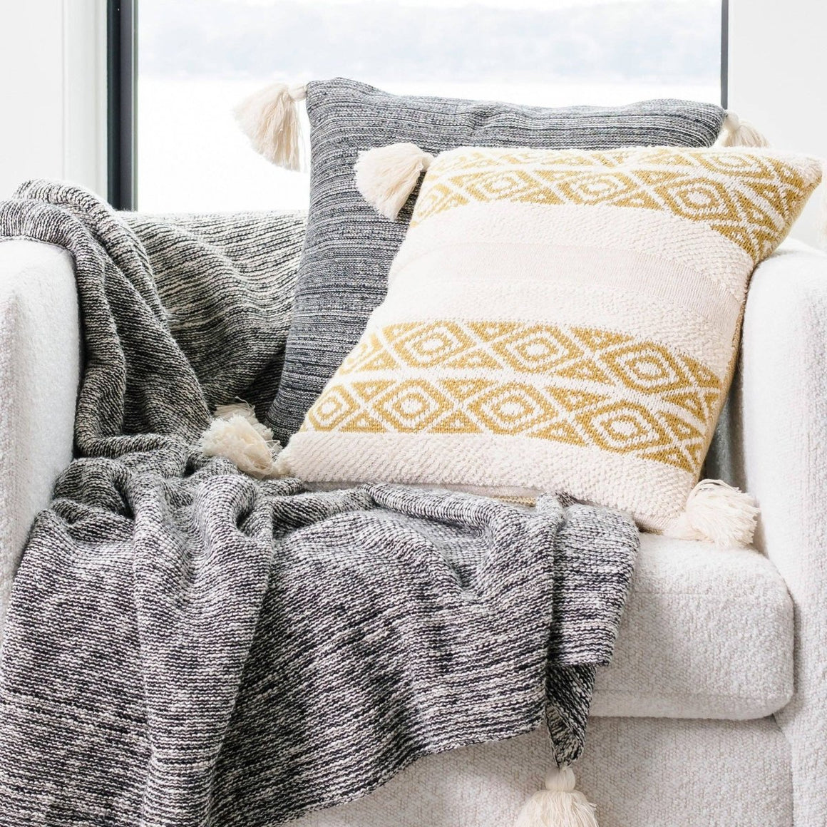 Necalli 50x60" Cotton Decorative Marled Knit Throw Blanket - Cork & Leaf