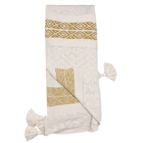 Necalli 50x60" Striped Cotton Decorative Knit Throw Blanket - Cork & Leaf