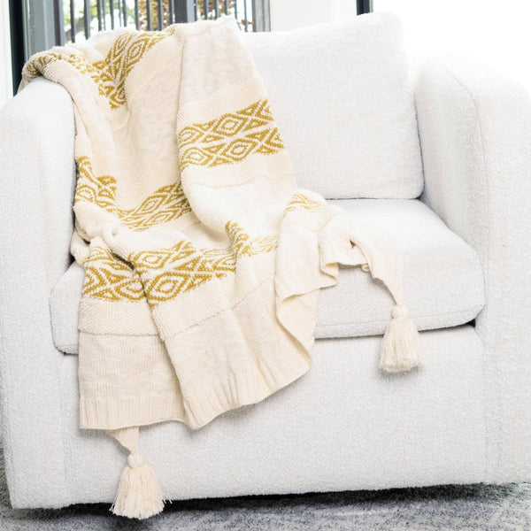 Necalli 50x60" Striped Cotton Decorative Knit Throw Blanket - Cork & Leaf