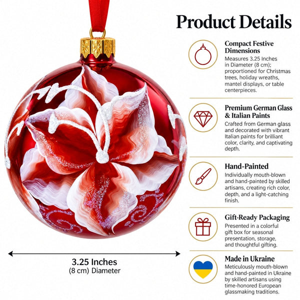 Red Lilies Glass Ball Christmas Ornament 3.25 Inches - Cork & LeafChristmas Ornaments > Flowers