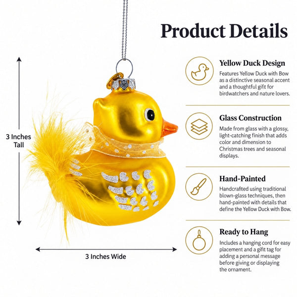 Yellow Duck with Bow Glass Christmas Ornament - Cork & LeafChristmas Ornaments > Baby