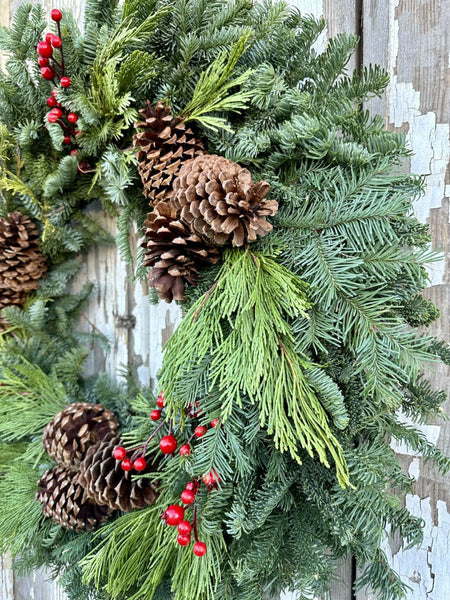 Berry Merry Fresh Christmas Wreaths 25 inch - Cork & Leaf1 Wreath