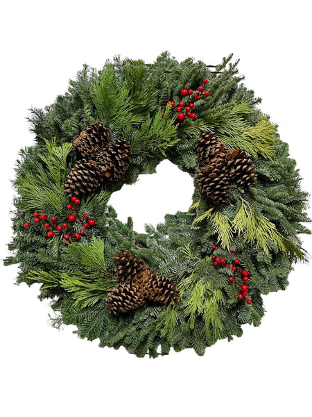 Fresh Christmas Wreaths 26 inch - Cork & Leaf live Wreath