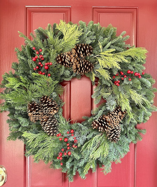 Berry Merry Fresh Christmas Wreaths 26 inch - Cork & Leaf1 Wreath