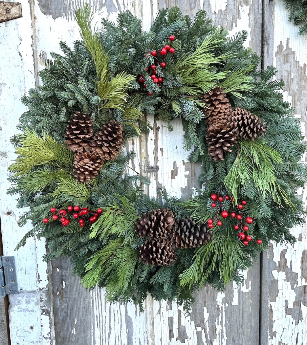 Berry Merry Fresh Christmas Wreaths 25 inch - Cork & Leaf1 Wreath