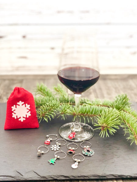 Christmas Holiday Wine Glass Charms, Set of 8 - Cork & LeafWine Charms