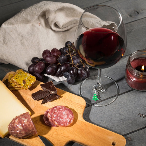 Christmas Holiday Wine Glass Charms, Set of 8 - Cork & LeafWine Charms,glass charms for wine glasses, toasting with wine, christmas wine charms 