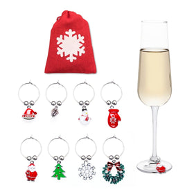"Set of elegant wine glass charms featuring unique designs" "Colorful wine glass markers for easy drink identification" "Handcrafted wine charms for stylish glass personalization" "Chic and functional wine glass identifiers"