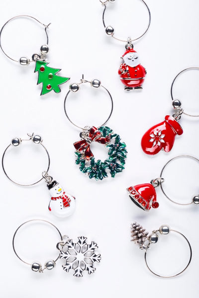 Christmas Holiday Wine Glass Charms, Set of 8 - Cork & LeafWine Charms