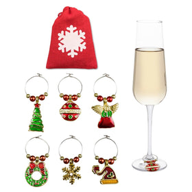 Christmas Wine Charms, Set of 6 - Cork & LeafWine Charms