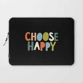 Durable Laptop Sleeve for 13" and 15" Computers - Soft Microfiber Lining-CHOOSE HAPPY - Cork & Leaf15"