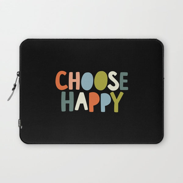 Durable Laptop Sleeve for 13" and 15" Computers - Soft Microfiber Lining-CHOOSE HAPPY - Cork & Leaf15"