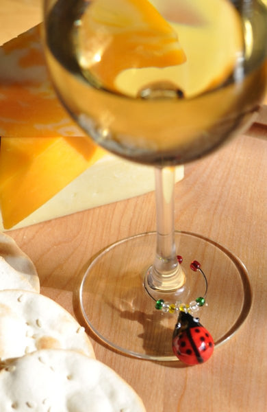 Glass Ladybug Wine Charms/Drink Markers, Set of 6 - Cork & LeafWine Charms