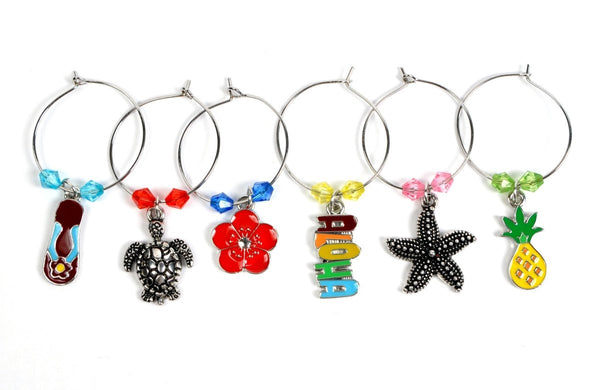 Hawaiian Tropical Wine Charms, Set of 6 - Cork & LeafWine Charms