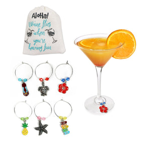 Hawaiian Tropical Wine Charms, Set of 6 - Cork & LeafWine Charms