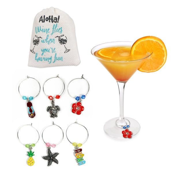 Hawaiian Tropical Wine Charms, Set of 6 - Cork & LeafWine Charms
