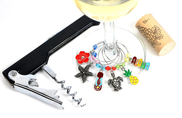 Hawaiian Tropical Wine Charms, Set of 6 - Cork & LeafWine Charms