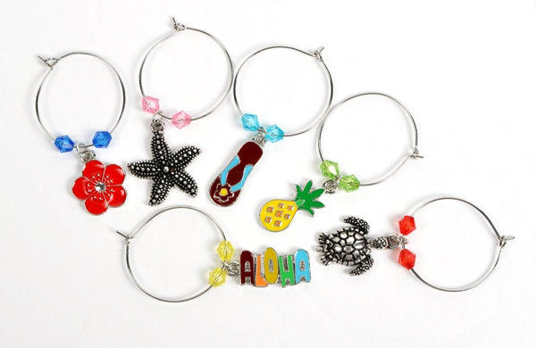Hawaiian Tropical Wine Charms, Set of 6 - Cork & LeafWine Charms