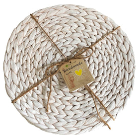 Kai White Charger Plates, Water Hyacinth Charger Plates- 13 Inch - Cork & LeafCharger PlatesSet of 4