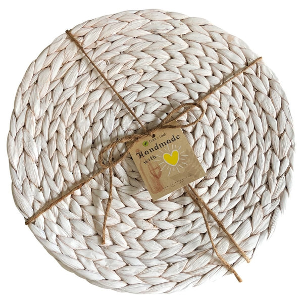 Kai White Charger Plates, Water Hyacinth Charger Plates- 13 Inch - Cork & LeafCharger PlatesSet of 4