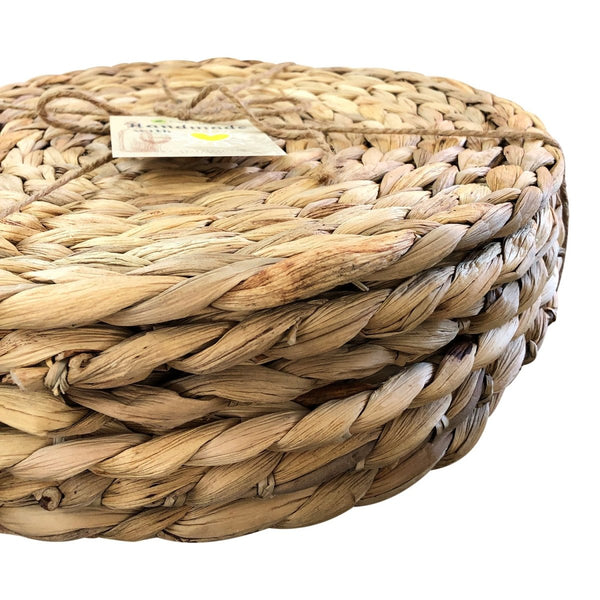 Manzanita Plate Chargers |Natural Chargers for Plates 13-Inch Round | Eco-friendly Boho Table Decor - Cork & Leafset of 4