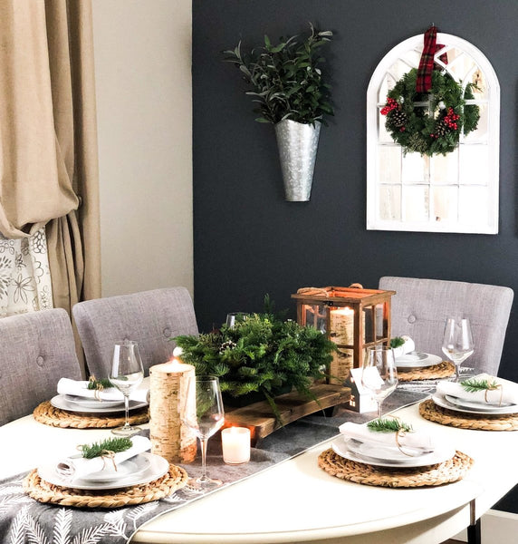 Manzanita Plate Chargers |Natural Chargers for Plates 13-Inch Round | Eco-friendly Boho Table Decor - Cork & Leafset of 4