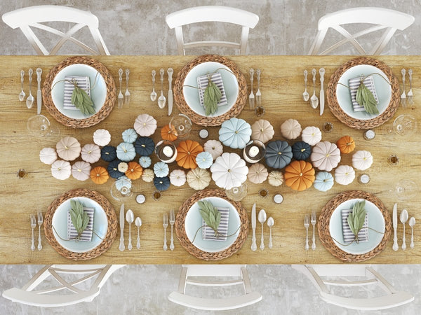 Thanksgiving Table Setting Idea with Plate Chargers | Natural Chargers for Plates  Round | Eco-friendly Boho Table Decor