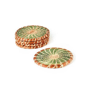 Wild Grass & Pine Needle Coasters, Set of 4 - Cork & LeafHome & KitchenGreen/Tan