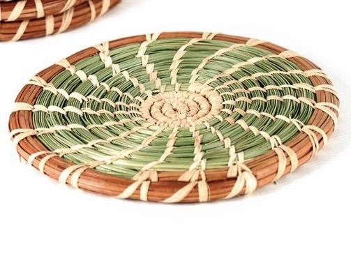 Wild Grass & Pine Needle Coasters, Set of 4 - Cork & LeafHome & KitchenGreen/Tan