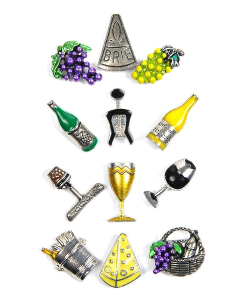 Wine & Cheese Magnetic Wine Charms, Set of 12 - Cork & LeafWine Charms