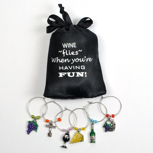 Wine & Grapes Wine Charms, Set of 6 - Cork & LeafWine Charms