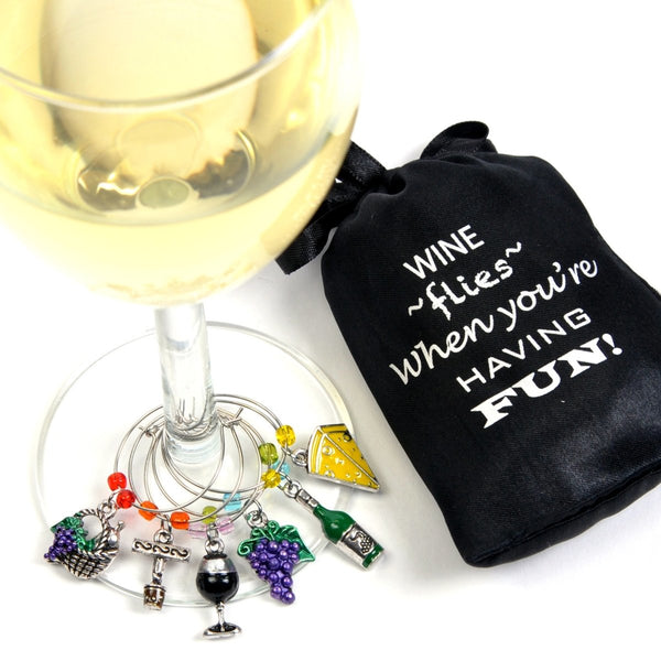 Wine & Grapes Wine Charms, Set of 6 - Cork & LeafWine Charms