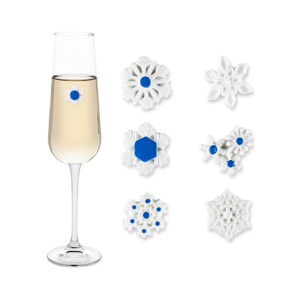 Winter Snowflake Magnetic Wine Glass Charms for Christmas or Holiday Parties, Set of 6 - Cork & LeafWine Charms