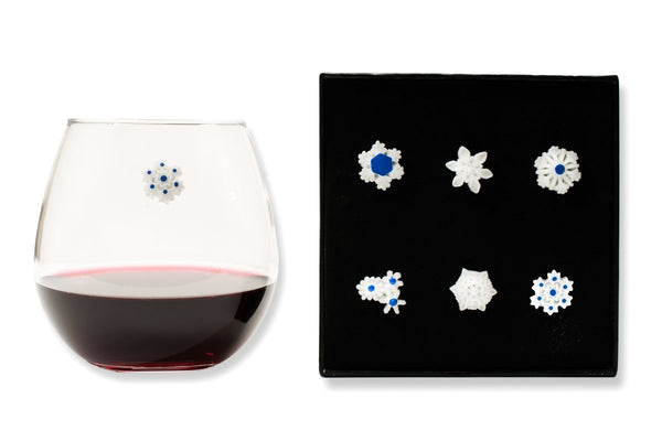 Winter Snowflake Magnetic Wine Glass Charms for Christmas or Holiday Parties, Set of 6 - Cork & LeafWine Charms
