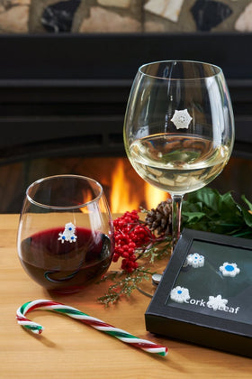 Winter Snowflake Magnetic Wine Glass Charms for Christmas or Holiday Parties, Set of 6 - Cork & LeafWine Charms
