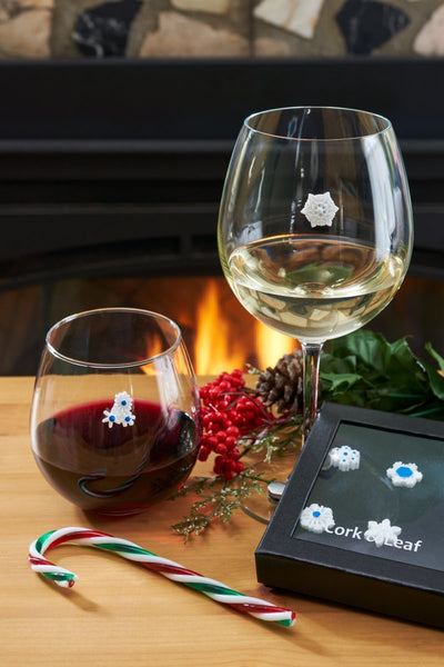 Winter Snowflake Magnetic Wine Glass Charms for Christmas or Holiday Parties, Set of 6 - Cork & LeafWine Charms